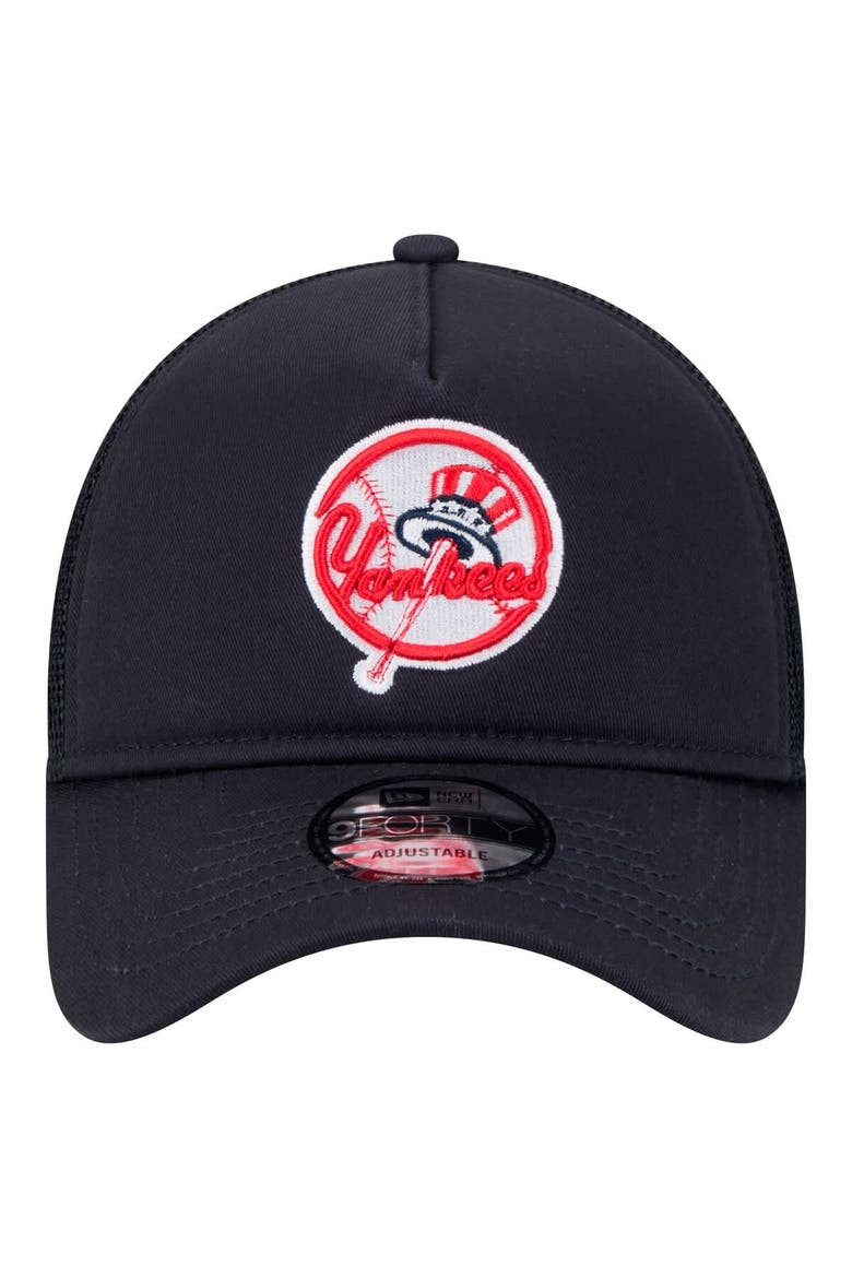Men's New Era Navy New York Yankees 9FORTY A-Frame Trucker Adjustable Hat, Alternate, color, Navy