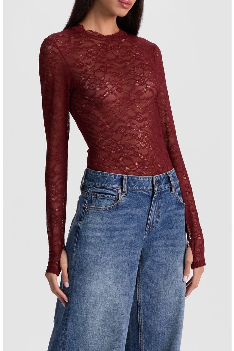 Taeyn Lace Bodysuit, Alternate, color, OXBLOOD