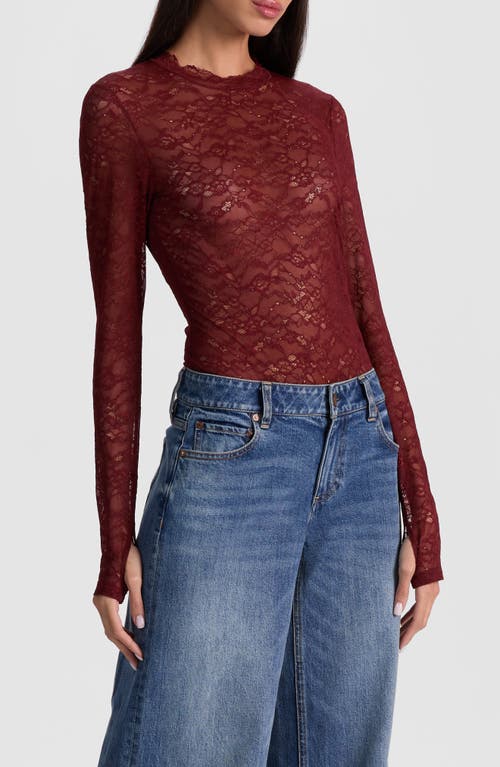 Alice And Olivia Alice + Olivia Taeyn Lace Bodysuit In Burgundy