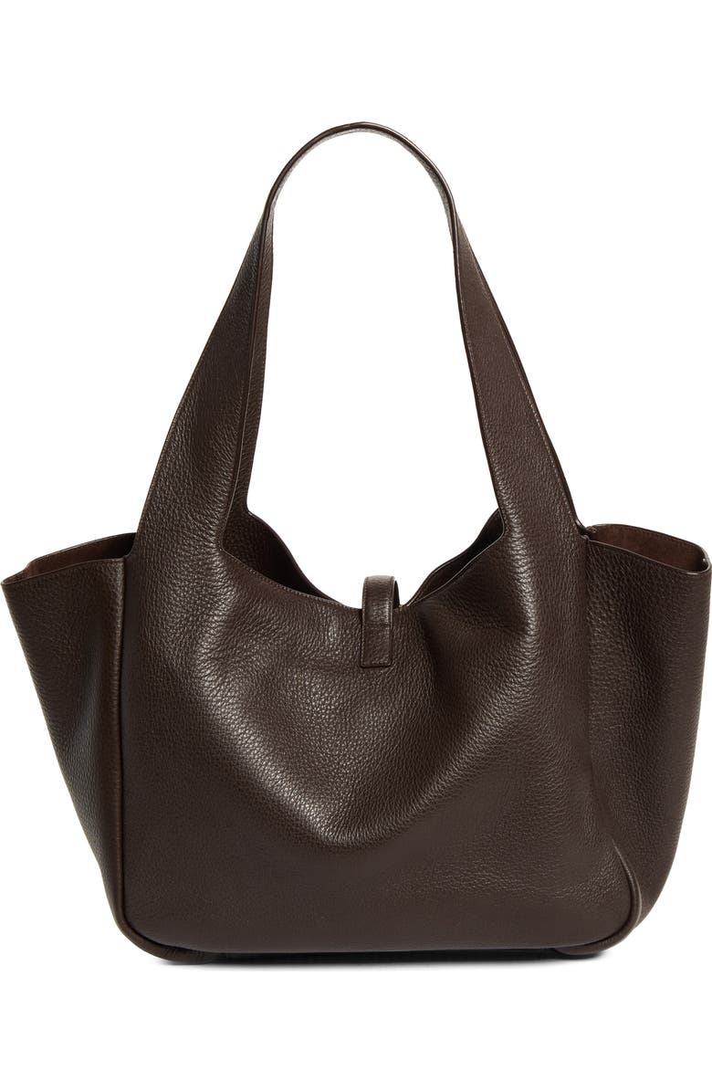 Saint Laurent Le 5 À 7 Bea Leather Tote, Alternate, color, Marron Fonce