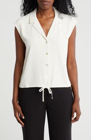 MELLODAY Drawstring Hem Sleeveless Button-Up Shirt