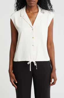 MELLODAY Drawstring Hem Sleeveless Button-Up Shirt