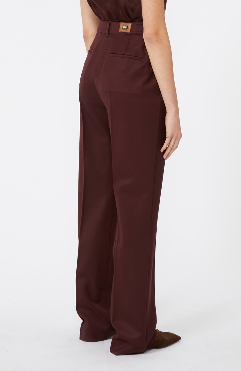 Max Mara Pleated Virgin Wool Twill Pants, Alternate, color, Cherry