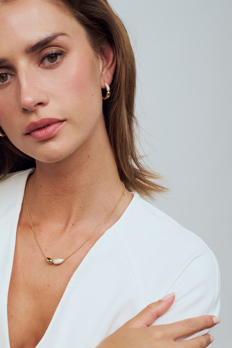Necklace Goccia Due, Alternate, color, 18K Gold Plated