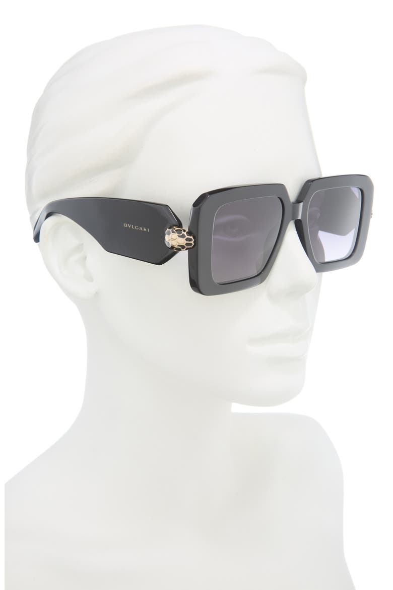 Serpenti Forever Geometric Sunglasses, Alternate, color, SHINY BLACK / GRADIENT SMOKE