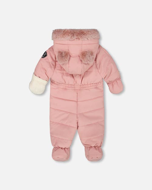 Deux Par Deux One-piece Layette Snowsuit Designed For Car Seat In Pink