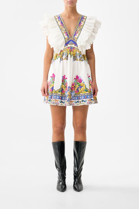 Double Frill Sleeve Mini Dress