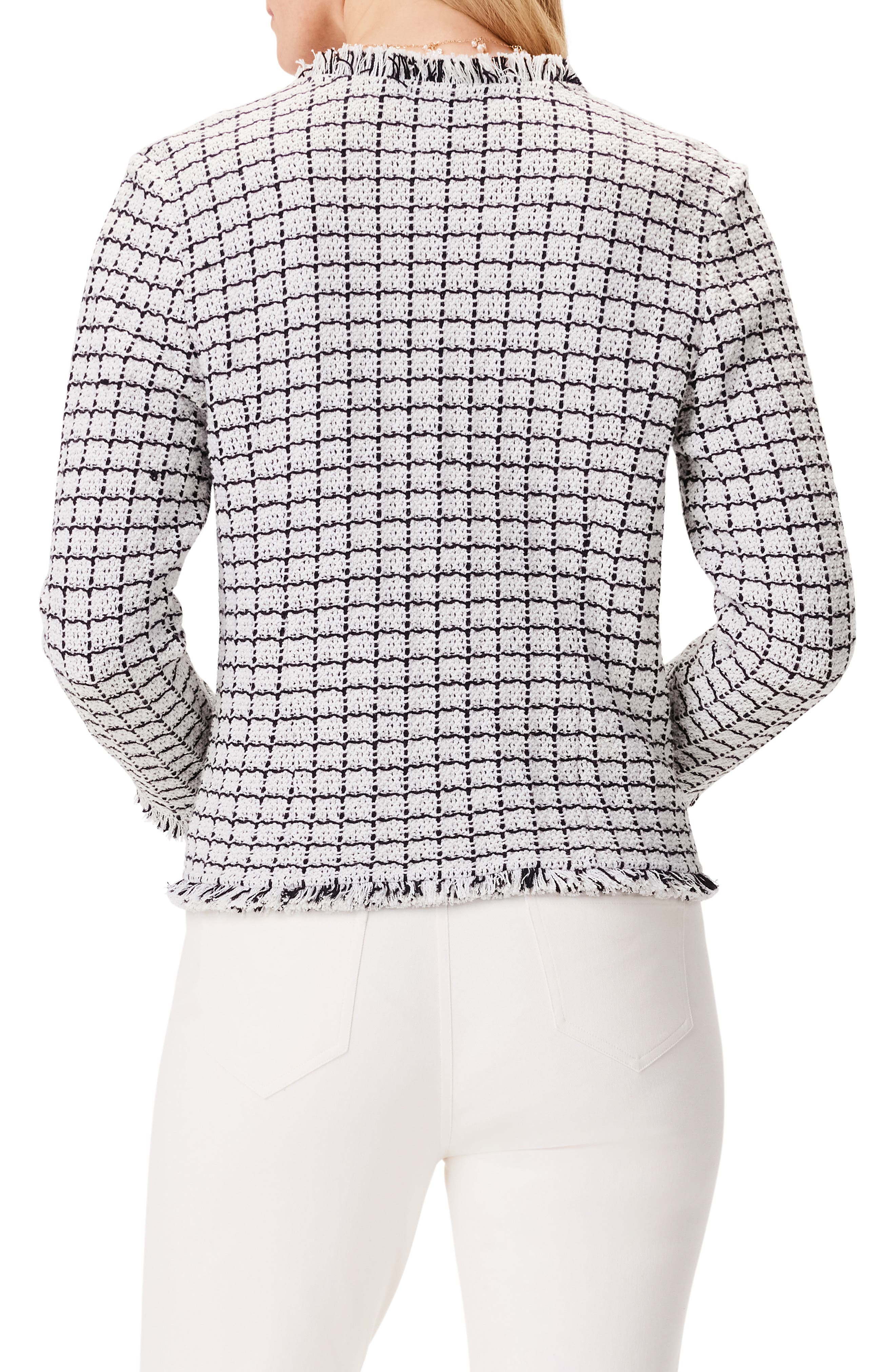 NIC+ZOE Grid Fringe Mix Jacket (Women) | Nordstromrack