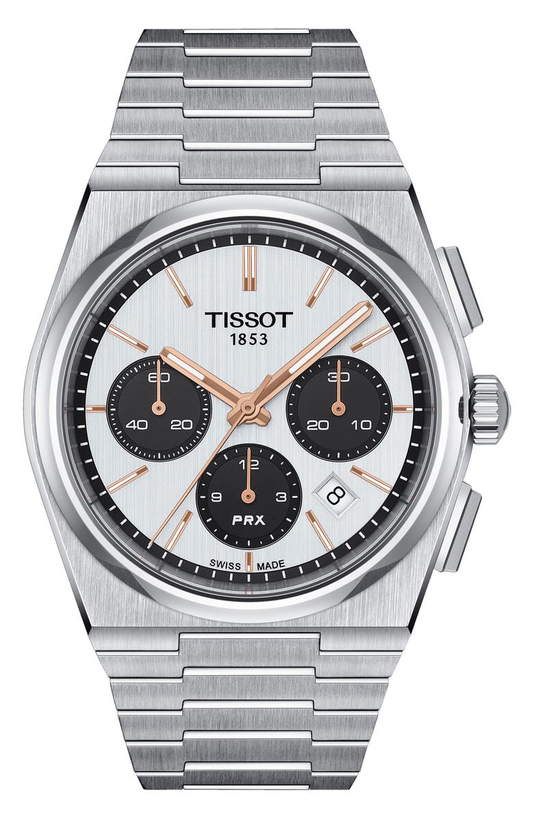 Tissot PRX Chronograph Bracelet Watch, 42mm, Main, color, Grey
