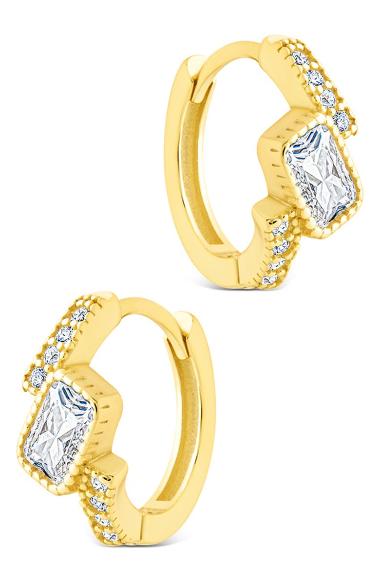 Sterling Forever Maevyn Cubic Zirconia Huggie Hoop Earrings, Alternate, color, Gold