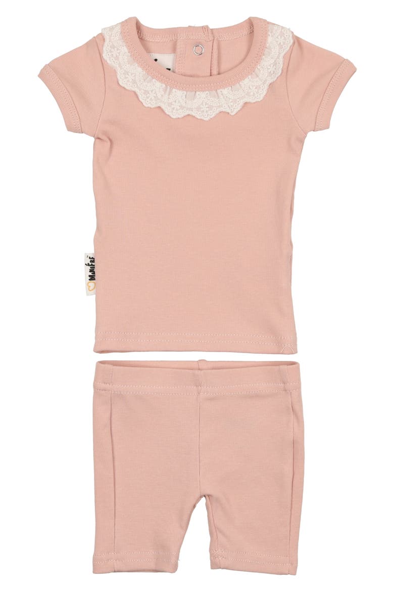 Eyelet Collar T-Shirt & Shorts Set, Main, color, MAUVE