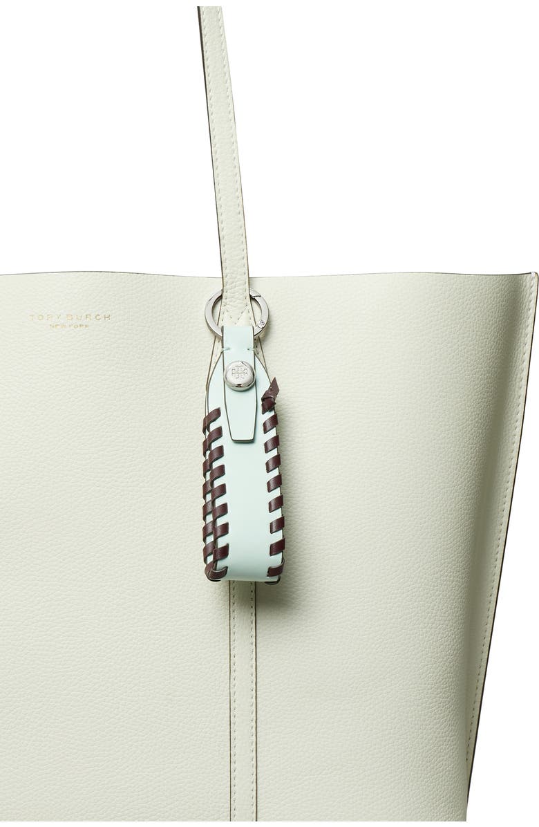 Tory Burch Woven Leather Bag Charm, Alternate, color, Light Green