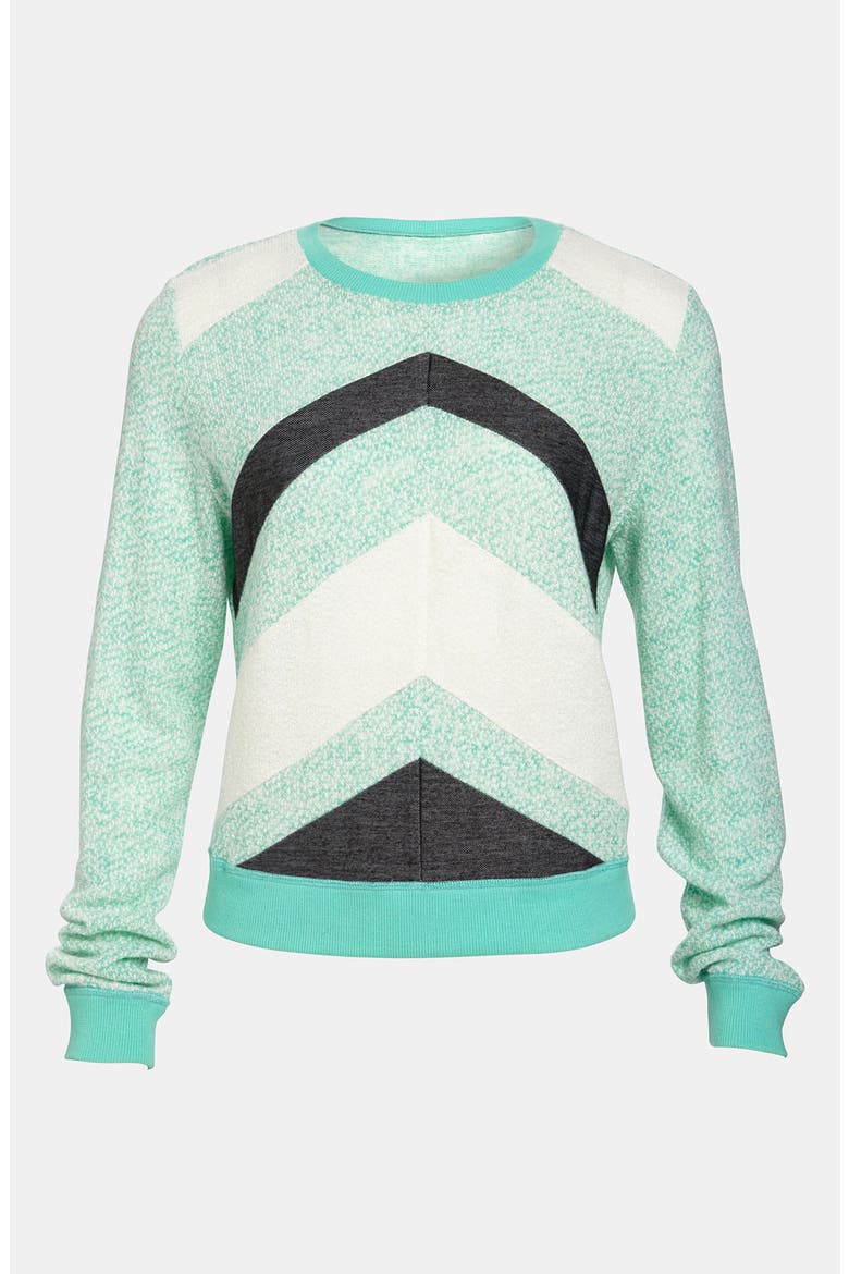 Chevron Stripe Sweater, Main, color, SEA BREEZE