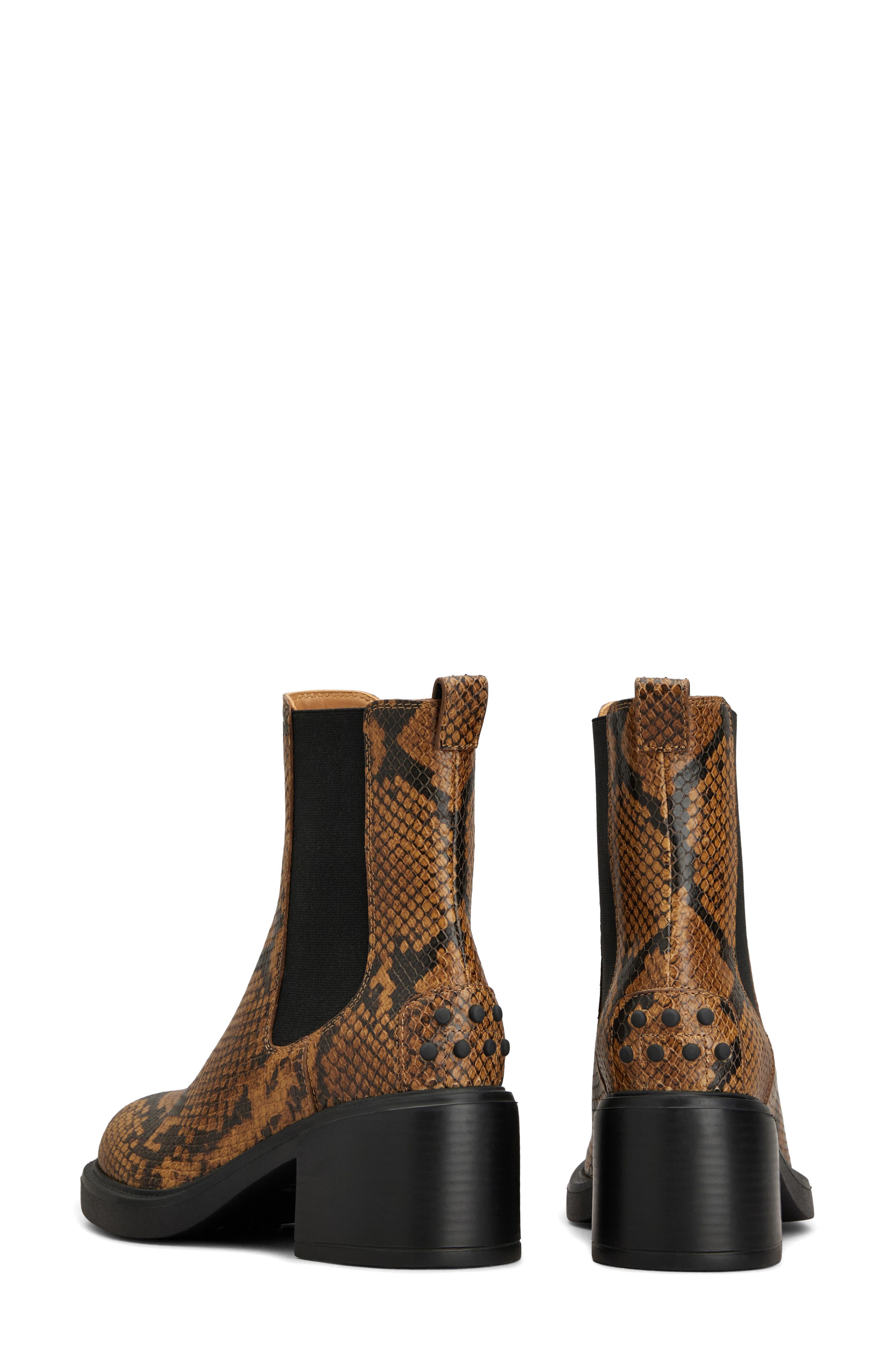 Snakeskin Embossed Leather Chelsea Boot, Alternate, color, MARRONE CHIARO