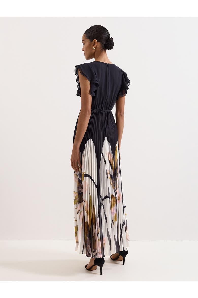 Uma Pleated Floral Maxi Dress, Alternate, color, Black Mu