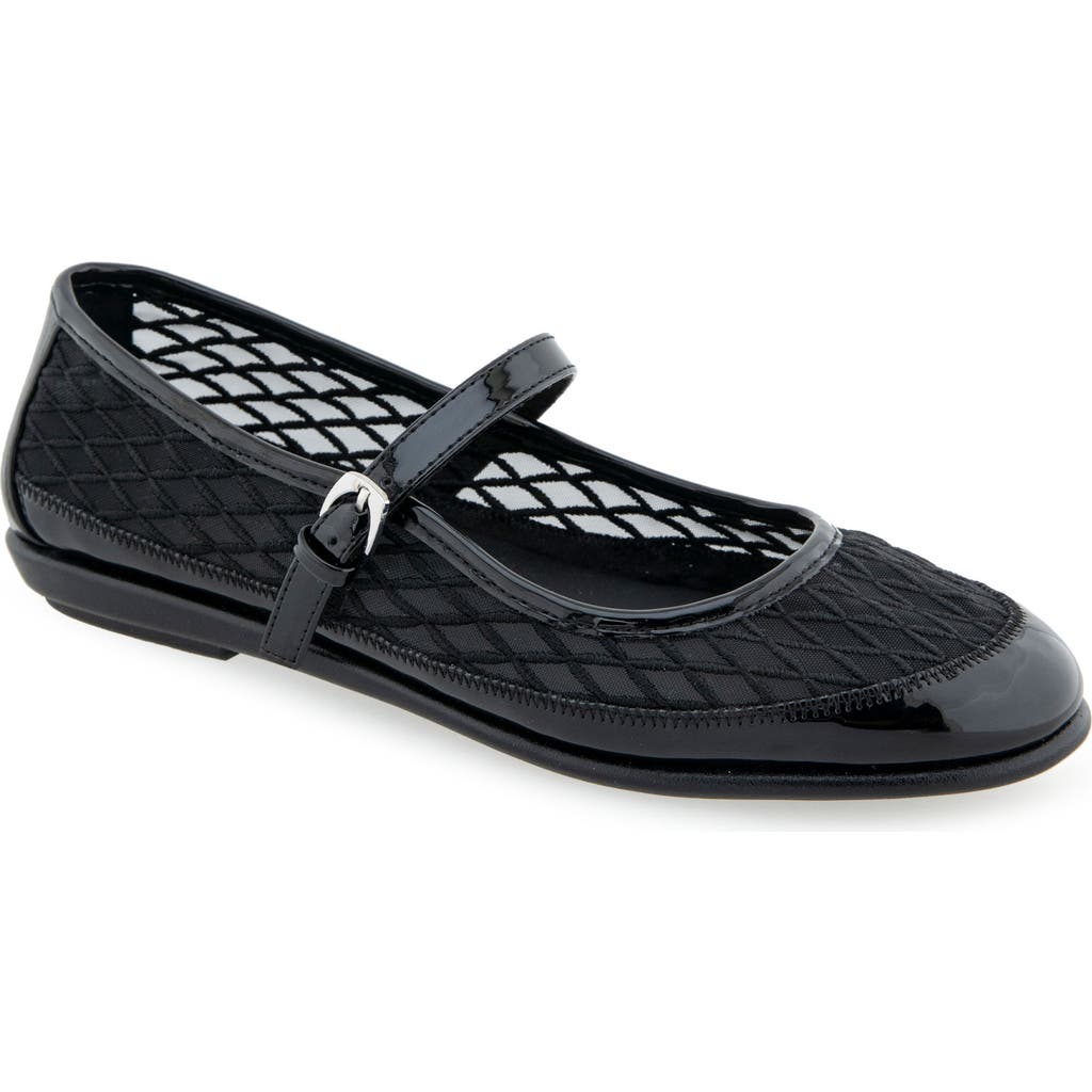 Aerosoles Baylee Mesh Mary Jane Flat In Black Mesh Fabric
