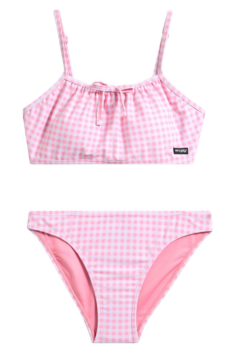 Kids' Emma Gingham Two-Piece Swimsuit, Main, color, LIGHT PINK