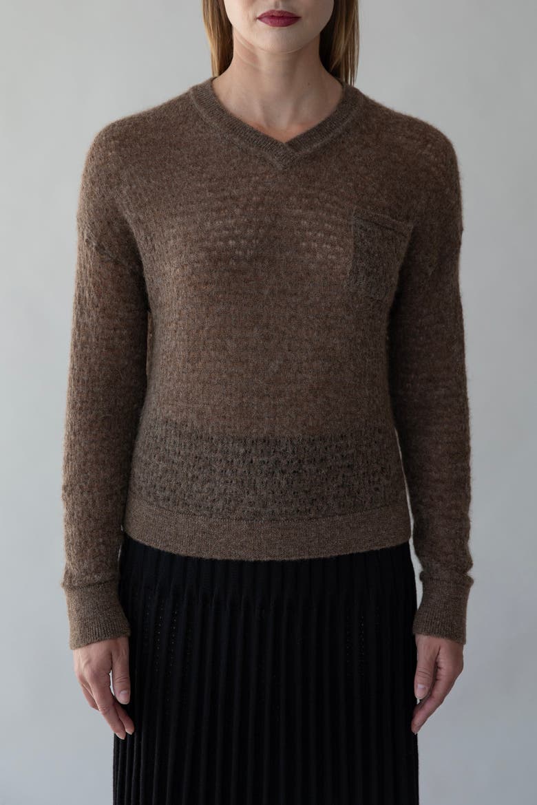 Lacey Pointelle Pullover, Main, color, CEDAR
