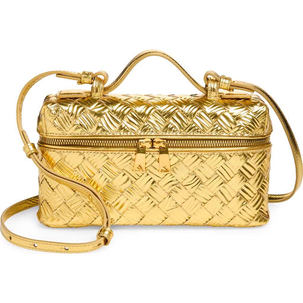 Bottega Veneta Bang Bang Intrecciato Metallic Leather Crossbody Vanity Case in 8472 Gold/gold at Nordstrom