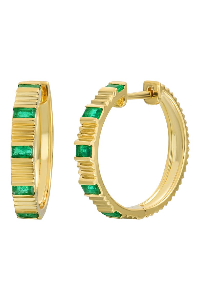 El Mar Emerald Hoop Earrings (Nordstrom Exclusive), Main, color, 18K YELLOW GOLD