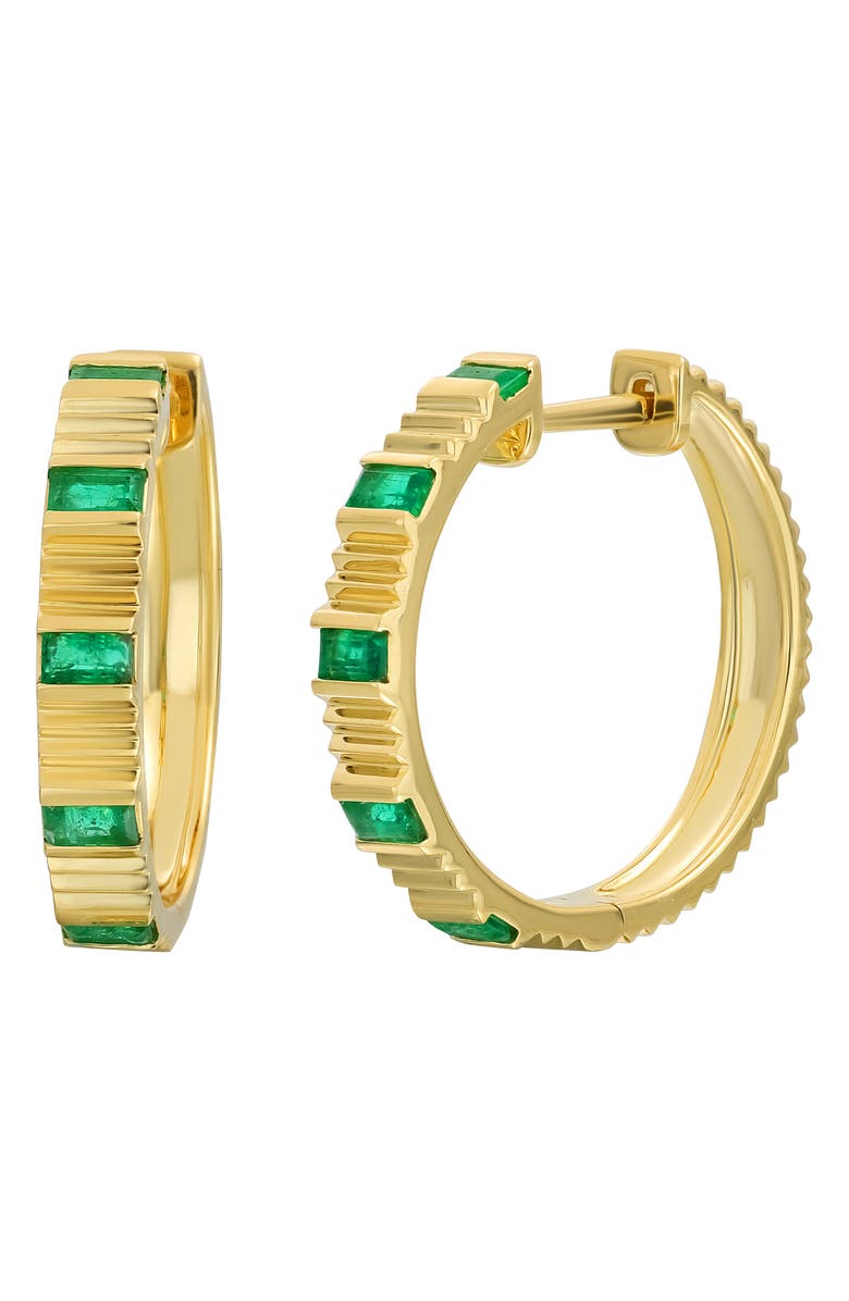 Bony Levy El Mar Emerald Hoop Earrings, Main, color, 