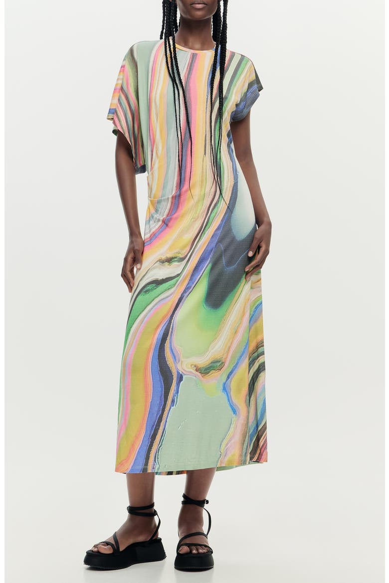 Stripe Asymmetric Maxi Dress, Main, color, WATER GREEN