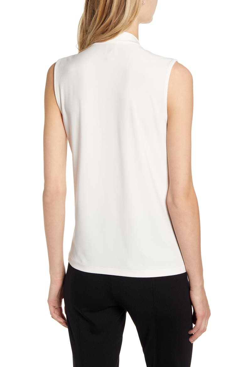Sleeveless V-Neck Tie Front Blouse, Alternate, color, ANNE WHITE