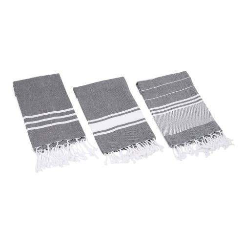 Olive And Linen Olive & Linen Essential Turkish Hand / Kitchen Towel Set Of 3 In Gray