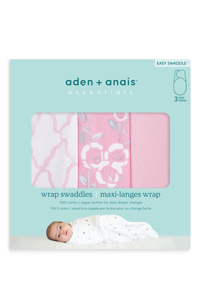 Aden & Anais Essentials Wrap Swaddle - Set of 3, Alternate, color, STENCIL PINK