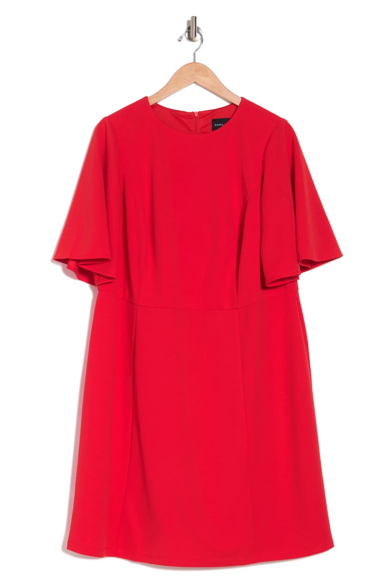 Flutter Sleeve Shift Dress, Alternate, color, FLAME SCARLET