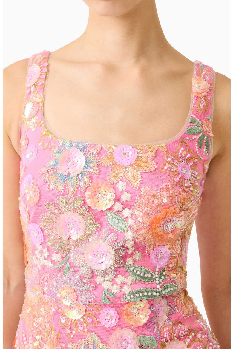 Nathalie Sequin Floral Column Gown, Alternate, color, PINK FLORAL