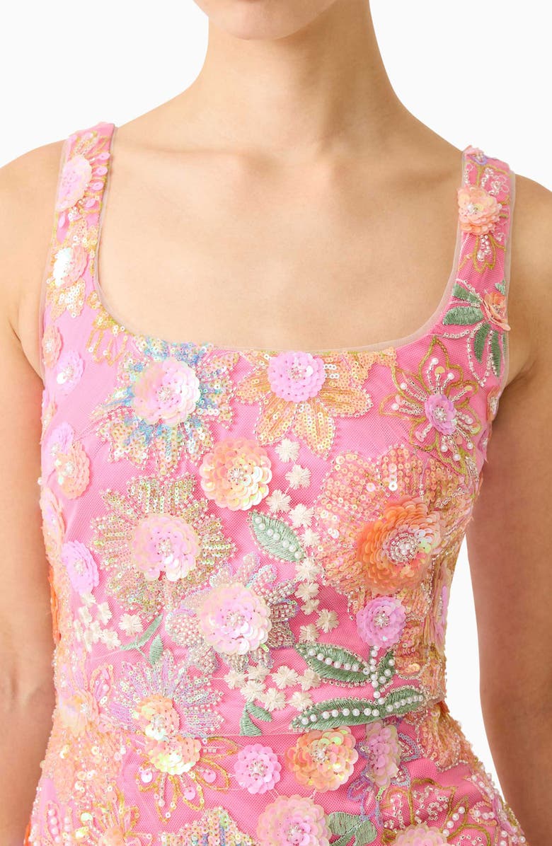 Elliatt Nathalie Sequin Floral Column Gown, Alternate, color, Pink Floral