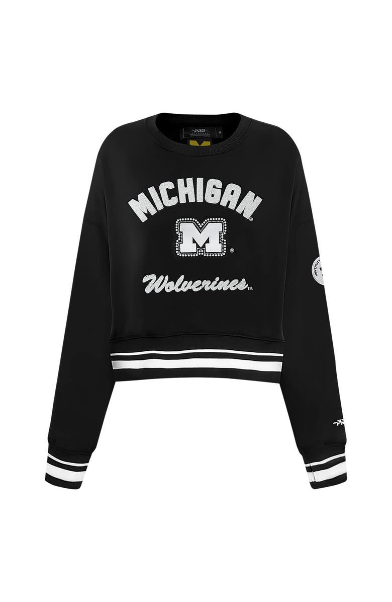 PRO STANDARD Women's Pro Standard Black Michigan Wolverines Pearl Cropped Pullover Sweatshirt, Alternate, color, Black