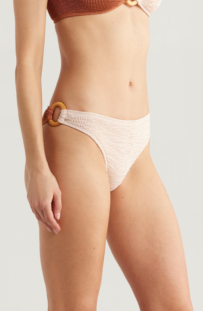 CLEONIE Ripple O-Ring Bikini Bottoms, Alternate, color, Espresso Shell