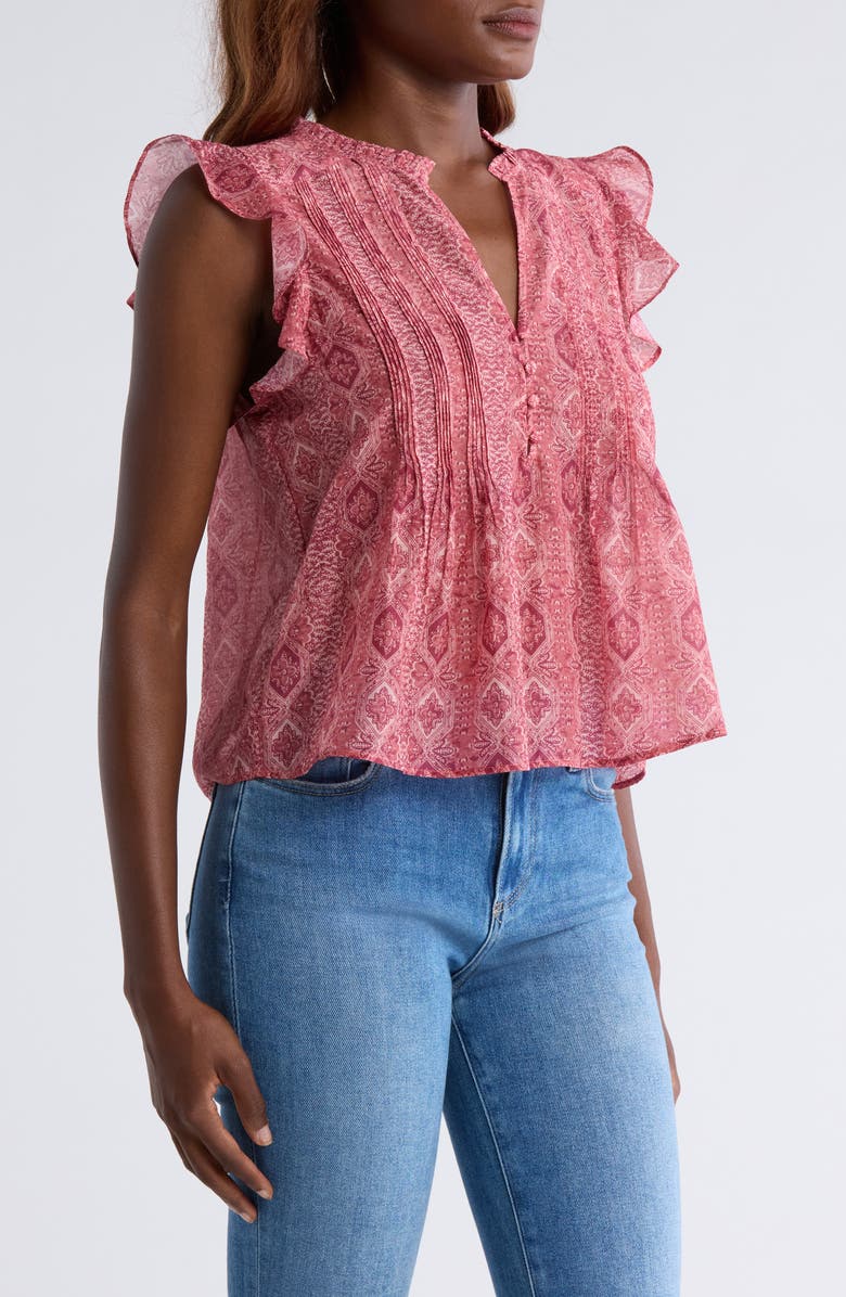 PAIGE Idris Cotton & Silk Top, Alternate, color, Dark Pink Multi