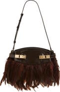 FERRAGAMO Hug Leather & Feathers Clutch