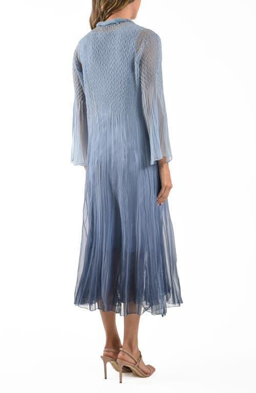 Shop Komarov Charmeuse & Chiffon Cocktail Dress With Duster Jacket In Persian Viol Blue Om