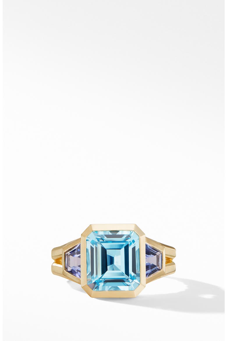 Novella 3-Stone Ring in 18K Yellow Gold, Alternate, color, SKY BLUE TOPAZ