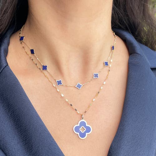 The Lovery Fine Jewelry Mini Lapis Clover Necklace In Blue