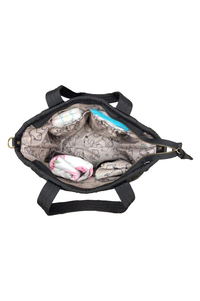 'Love' Water Resistant Nylon Diaper Tote, Alternate, color, BLACK