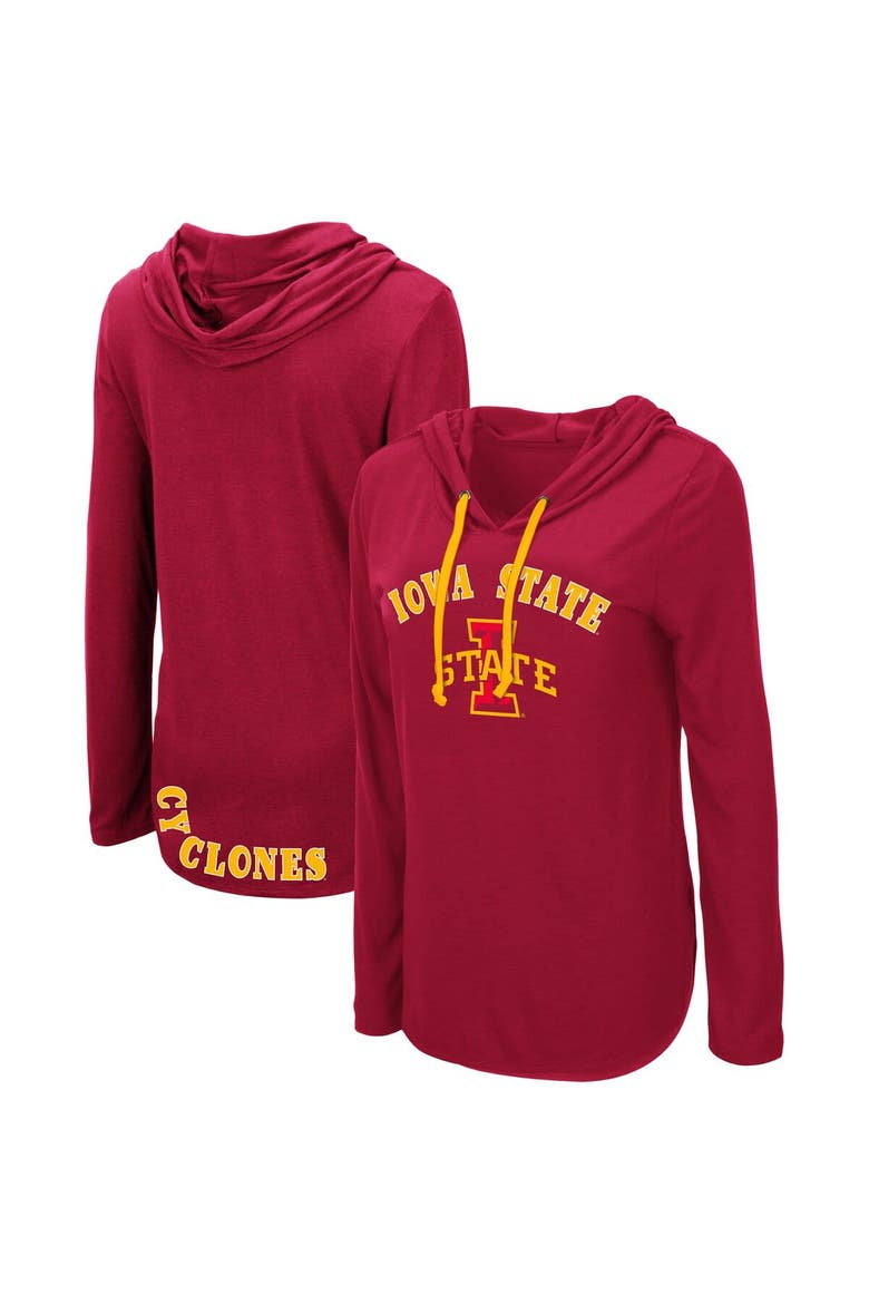 Women's Colosseum Cardinal Iowa State Cyclones My Lover Lightweight Hooded Long Sleeve T-Shirt, Main, color, Cardinal