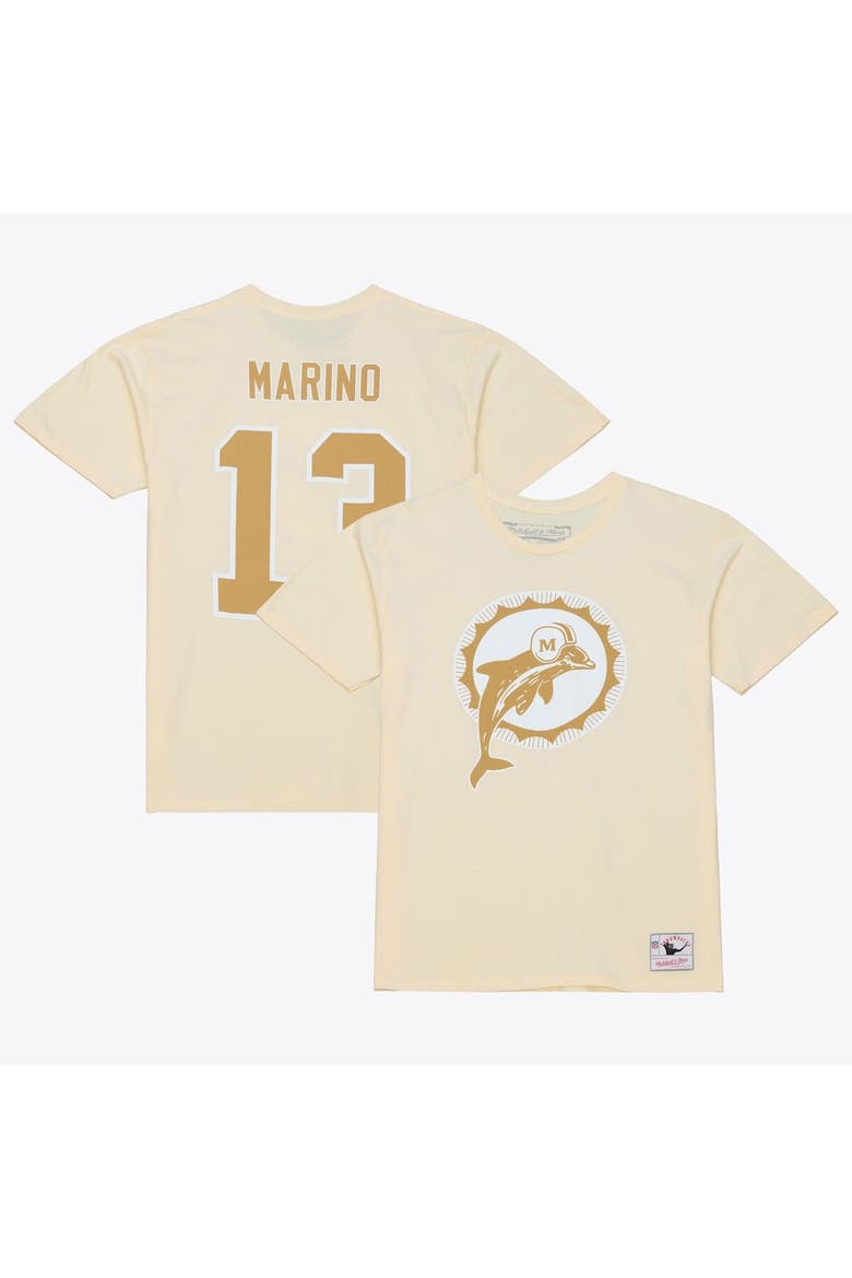 Men's Mitchell & Ness Dan Marino Cream Miami Dolphins Sandman Name & Number T-Shirt, Main, color, Cream