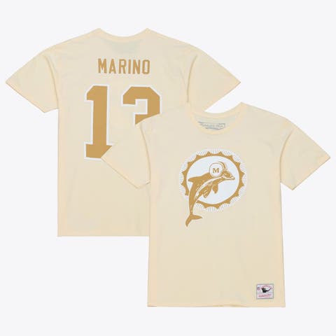 Men's Mitchell & Ness Dan Marino Cream Miami Dolphins Sandman Name & Number T-Shirt