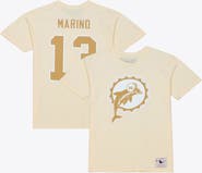 Mitchell & Ness Men's Mitchell & Ness Dan Marino Cream Miami Dolphins Sandman Name & Number T-Shirt