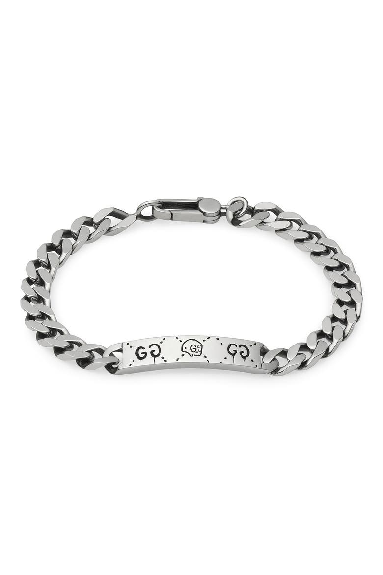 Men's Silver Ghost Chain ID Bracelet, Main, color, SILVER