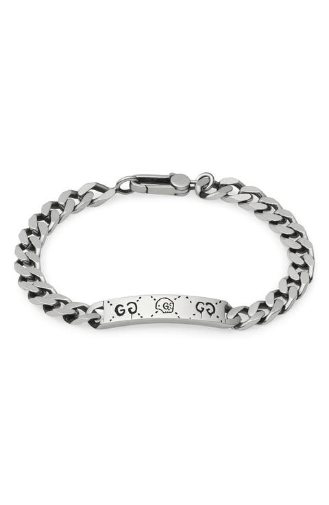 Men
s Silver Ghost Chain ID Bracelet