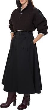 Burberry Gabardine Trench Midi Skirt