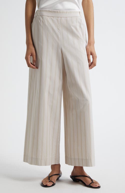 MM by Max Mara Arley Stripe Wide Leg Cotton Pants in Ivory  product