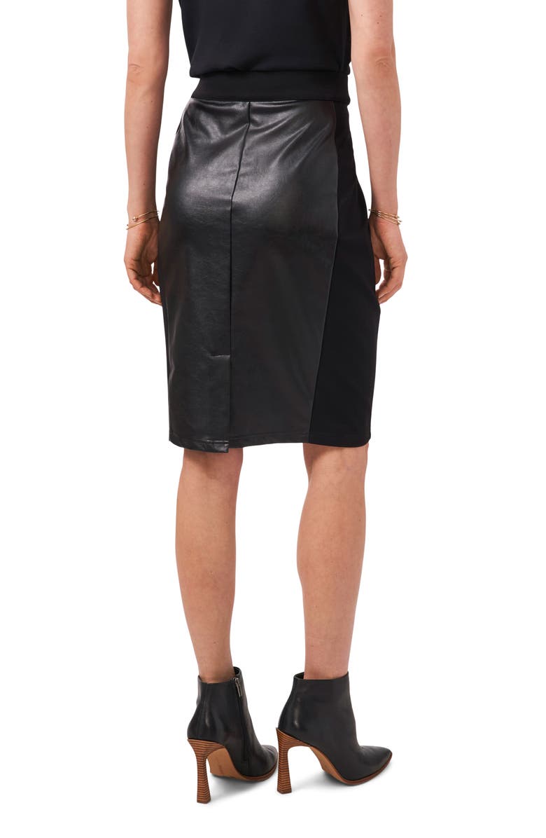 1.STATE Pieced Faux Leather & Knit Skirt, Alternate, color,