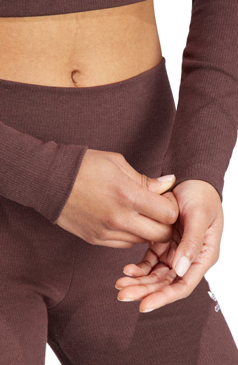 adidas Originals Rib Long Sleeve Crop Top, Alternate, color, 